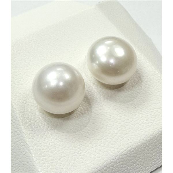 STERLING SILVER CULTURED PEAL 13MM EARRINGS, W/A $550.00.