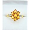Image 1 : GOLD PLATED STERLING SILVER NATURAL ORANGE SAPPHIRE WITH WHITE SAPPHIRE RING, SIZE 7, W/A $750.00. S