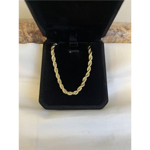 NEW 14K GOLD PLATED 4.0MM TWISTED ROPE NECKLACE, 23.5" LONG