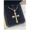 Image 2 : NEW 18K GOLD PLATED 48.0MM SIMULATED DIAMOND (CZ) CROSS NECKLACE, 17" LONG