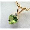 Image 2 : 10KT YELLOW GOLD NATURAL PERIDOT WITH CZ HEART PENDANT WITH BRASS GOLD PLATED CHAIN, RETAIL $400.00.