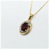 Image 2 : GOLD PLATED STERLING SILVER NATURAL GARNET PENDANT WITH BRASS GOLD PLATED CHAIN, W/A $550.00. GARNET