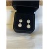 Image 1 : NEW S925 2.0CT + 1.0CT EACH SIMULATED DIAMOND (CZ) HALO DANGLE EARRINGS, STERLING SILVER W/ WHITE GO