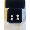 Image 3 : NEW S925 2.0CT + 1.0CT EACH SIMULATED DIAMOND (CZ) HALO DANGLE EARRINGS, STERLING SILVER W/ WHITE GO