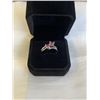 Image 2 : NEW PLATIUNUM PLATED 1.0CT HEART CUT LAB CREATED PINK SAPPHIRE DOUBLE HEART RING, SIZE 7