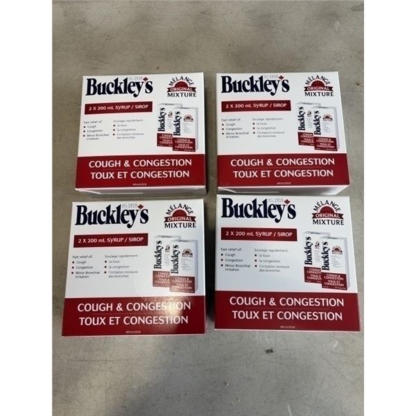 4 NEW 2PK BUCKLEY'S ORIGINAL MIXTURE COUGH AND CONGESTION SYRUP - 8 BOTTLES TOTAL, RETAIL $128