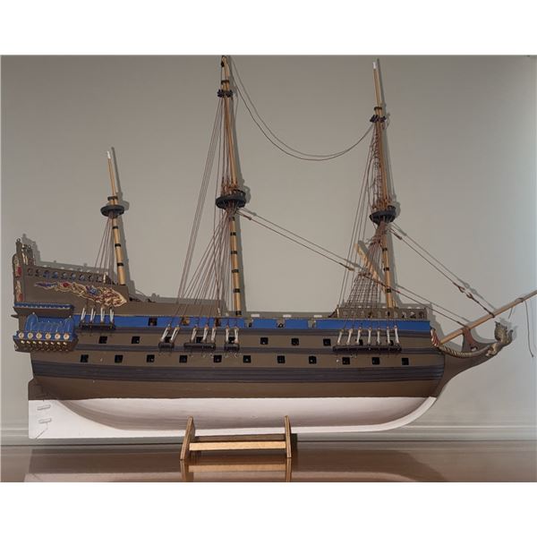 Wooden Sailing Ship Model with Stand, Spare Parts and Assembly Instructions