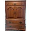 Image 1 : Solid Wood Maple Armoire with Brass Hardware and Three Drawers
