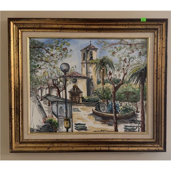 Framed Painting 'Fuengirola La Plaza' Signed by Artist