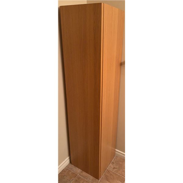 Tall Oak-Effect Laminate Display Cabinet with Glass Shelves
