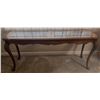 Image 1 : Wood and Glass Display Console Table with Cabriole Legs