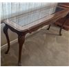 Image 3 : Wood and Glass Display Console Table with Cabriole Legs