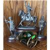 Image 1 : Three Pewter Scottish Historical Figurines and Courvoisier Cognac Bottle Cannon Display