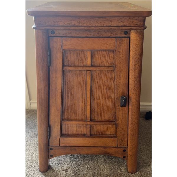Oak Wood Single Door Cabinet with Interior Shelf