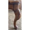Image 4 : Glass Top Oak Wood Coffee Table with Partitioned Panels and Cabriole Legs