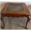 Image 2 : Glass Top Oak Wood Occasional Tables with Cabriole Legs