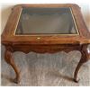 Image 3 : Glass Top Oak Wood Occasional Tables with Cabriole Legs