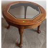 Image 5 : Glass Top Oak Wood Occasional Tables with Cabriole Legs