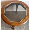 Image 6 : Glass Top Oak Wood Occasional Tables with Cabriole Legs