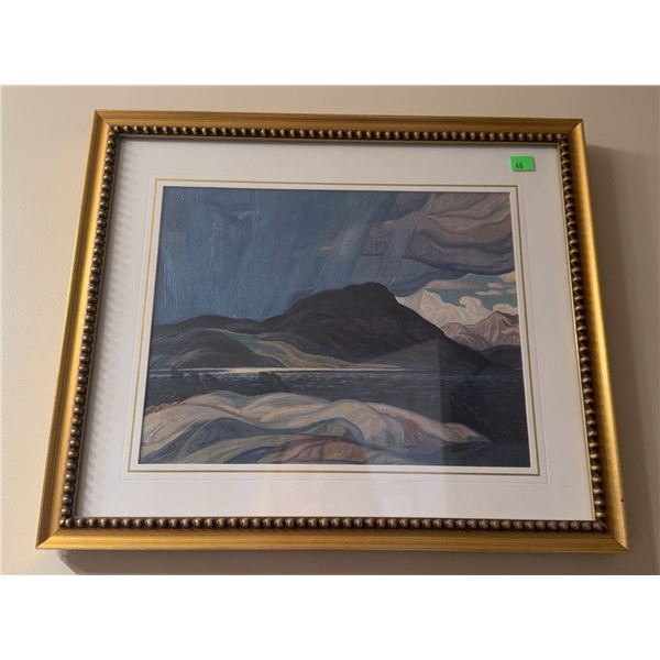Framed Print of Mountain and Lake Landscape Scene