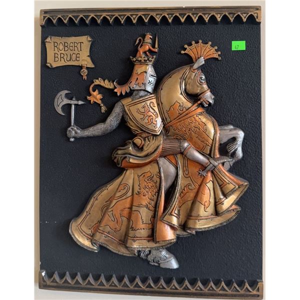 Cast Metal Relief Plaque Depicting Robert Bruce on Horseback