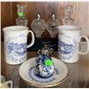 Image 1 : Lot: Edinburgh Mugs, Crystal Salt and Pepper, and more