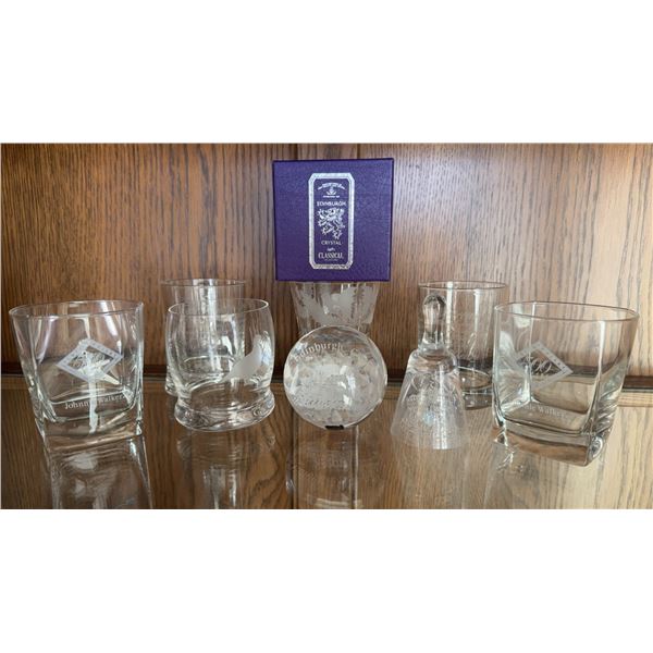 Edinburgh Crystal and Johnnie Walker Etched Glassware
