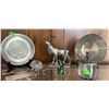 Image 1 : Decorative Collectibles Including Pewter Plates, Glass Jar, Animal Figures