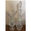 Image 1 : Cut Glass Crystal Vase and Decanter with Stopper