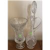 Image 2 : Cut Glass Crystal Vase and Decanter with Stopper
