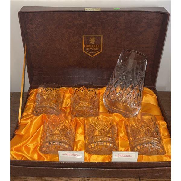 Edinburgh Crystal Whisky Set with Five Tumblers and Decanter in Box