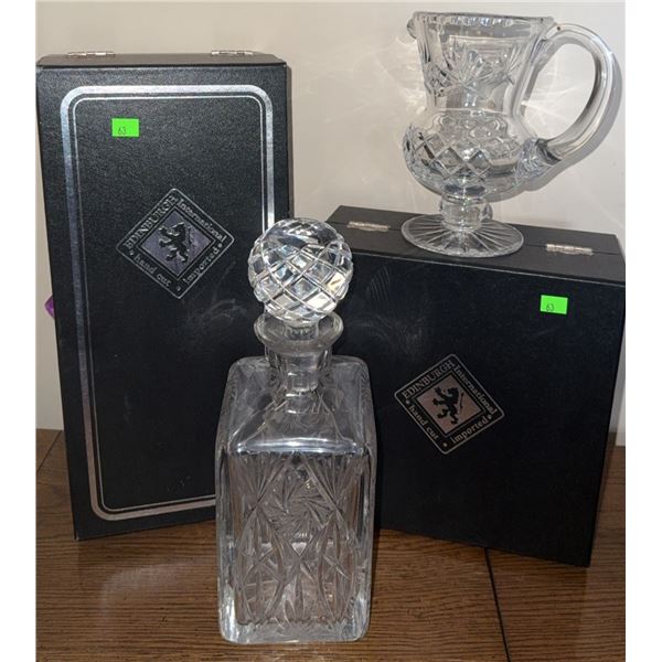 Edinburgh International Hand Cut Lead Crystal Decanter and Creamer Set with Boxes