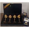 Image 1 : Koch & Bergfeld Damast Silver Goblets with Box and Two Small Desk Clocks