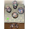 Image 2 : Five Chinese Cloisonné Lidded Jars on Stands with Decorative Storage Box