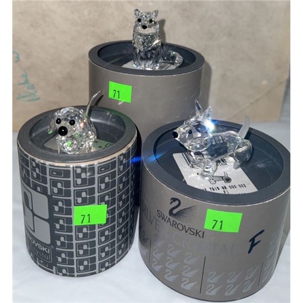Swarovski Crystal Figurines Trio with Original Round Boxes