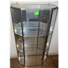 Image 2 : Wall-Mount Brass and Glass Display Cabinet with Four Shelves