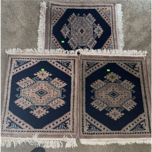 Three Geometric Patterned Accent Rugs with Fringe