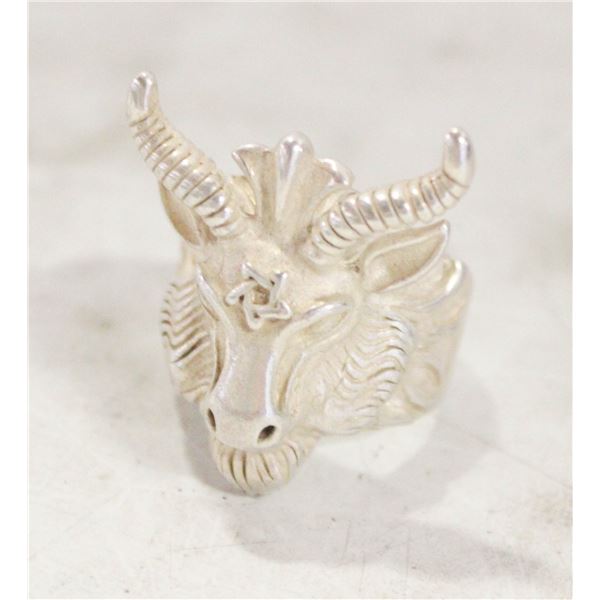 SILVER GOAT HEAD RING