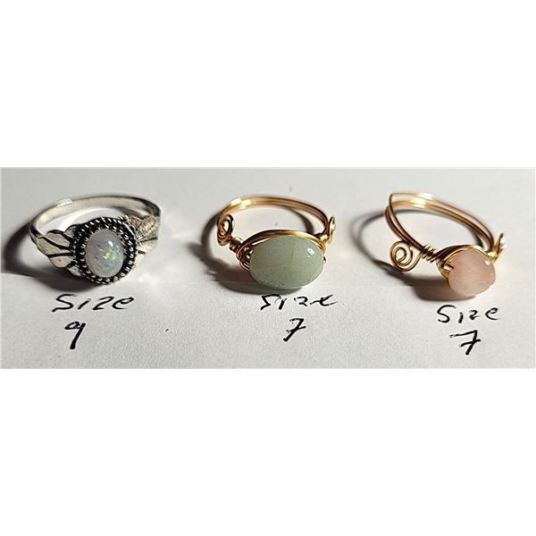 23) LOT OF 3 RINGS, SILVER TONE SIZE 9