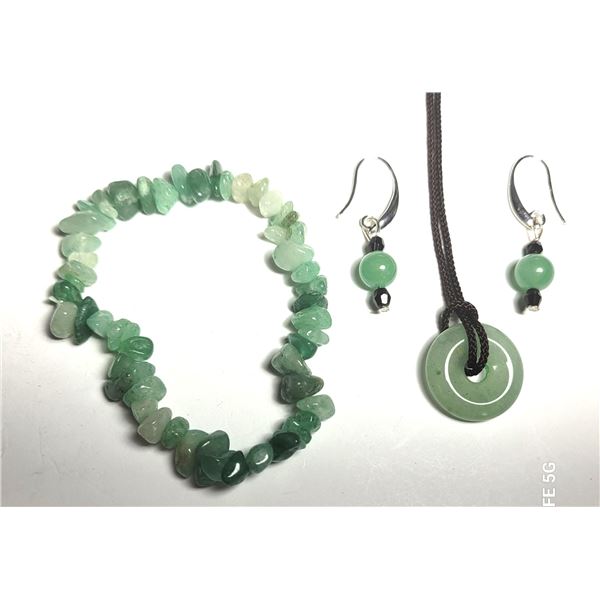 3)  NATURAL JADE GREEN ADVENTURINE