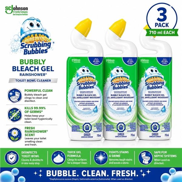 3 SCRUBBING BUBBLES RAINSHOWER BLEACH GEL 710ML