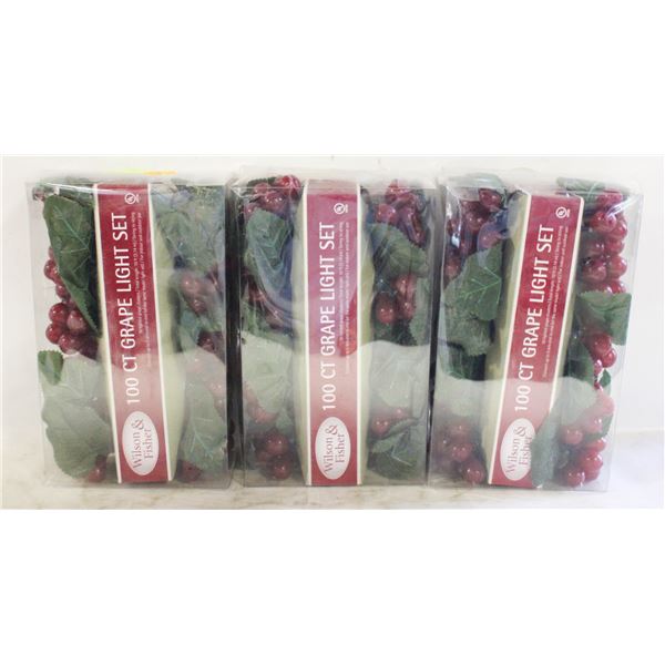 3 NEW SEALED 100CT GRAPE THEME LIGHTING SETS