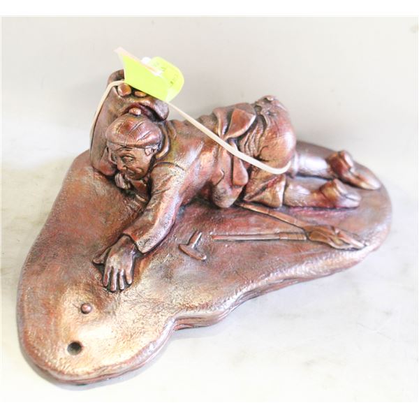 VINTAGE FUNNY GOLFER TROPHY PAINTED SIGNED BY JIM