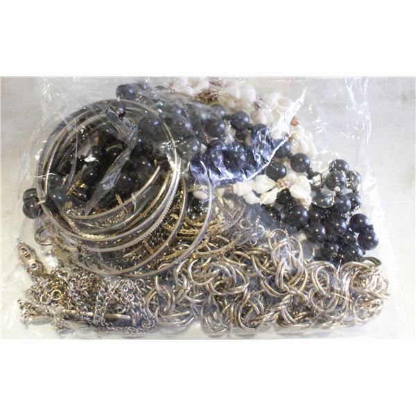 BAG OF ESTATE JEWELRY INCL COPPER BRACELETS