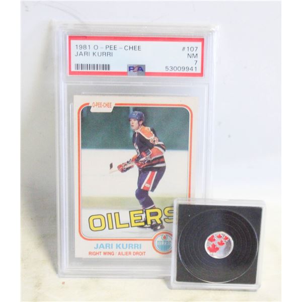 PSA GRADED 7 NM 1981 O-PEE-CHEE JARI KURRI #107 +