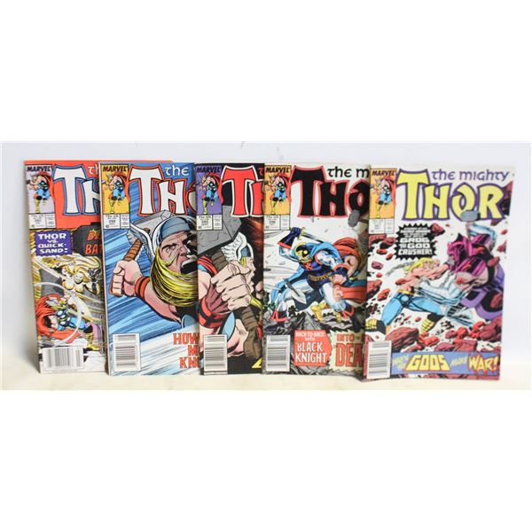 1980S THE MIGHTY THOR (5 DIFFERENT) COMIC BOOKS