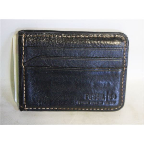 FOSSIL 54 BLACK LEATHER CARD CASE