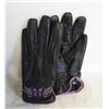 Image 1 : MOTORCYCLE GLOVES BLACK WITH PURPLE BUTTERFLY