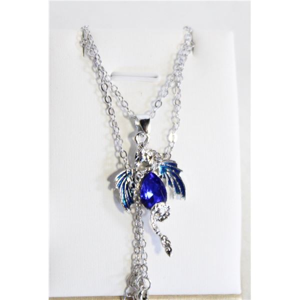 NEW CRYSTAL AQUA BLUE DRAGON NECKLACE