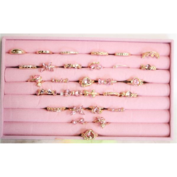 JEWELRY ORGANIZER TRAY W/ BARBIE STYLE PINK RINGS